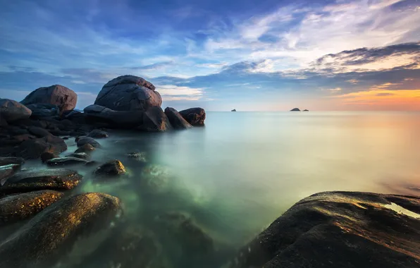 Sea, landscape, Thailand, Prachuap Khiri Khan, Ban Bang Lo
