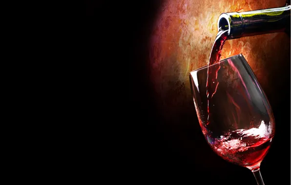 Red, wine, glass, bottle