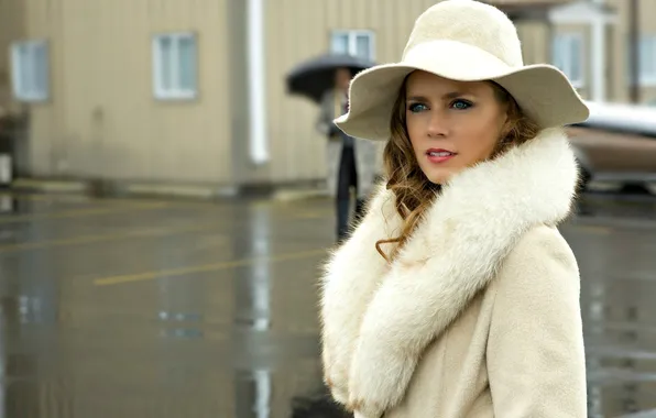 Picture look, face, hat, actress, coat, amy adams
