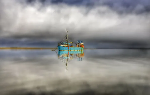 Picture landscape, river, ship