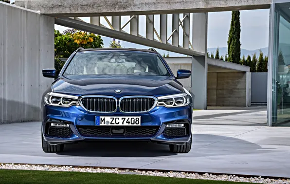 Lawn, the building, BMW, Parking, front view, universal, xDrive, Touring