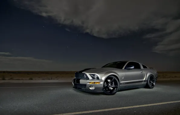Picture the sky, clouds, night, Mustang, Ford, Shelby, GT500, Mustang