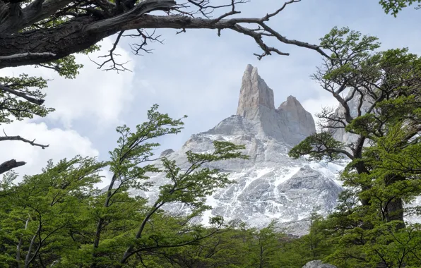 The sky, mountains, mountain peaks
