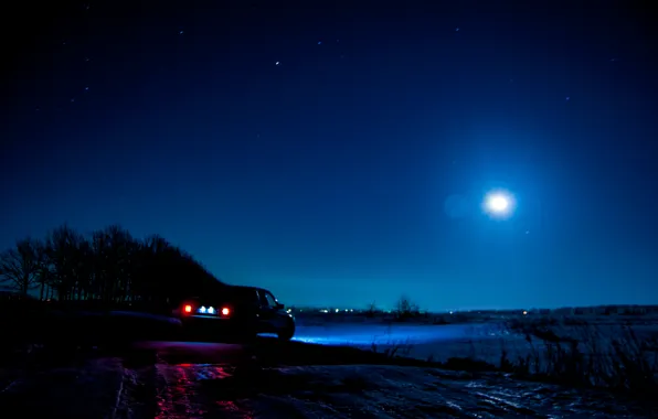 Night, the moon, mercedes, mercedes-benz, Mercedes, gelding, Mercedes, benz