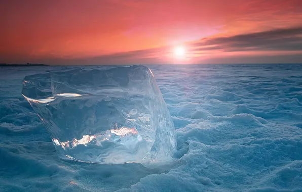 Picture cold, ice, snow, sunset, floe