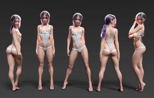 Girl, sexy, lingerie, ass, bra, cleavage, panties, long hair