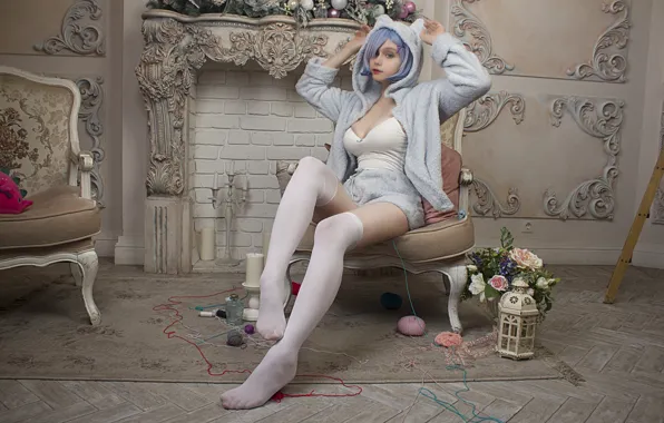 Picture model, cosplay, blue hair, Re Zero Kara Hajime Chip Isek Or Seikatsu, Alice Shultz, Rem …