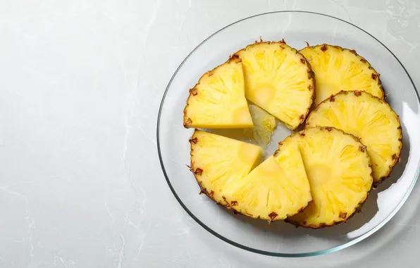 Plate, pineapple, light background, pineapples, AI art, neural network