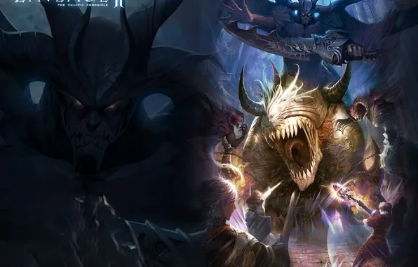 Weapons, people, battle, monsters, demons, characters, Lineage II: The Chaotic Chronicle