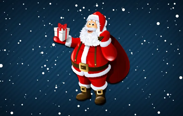 Minimalism, Snow, New Year, Christmas, Snowflakes, Background, Santa, Holiday