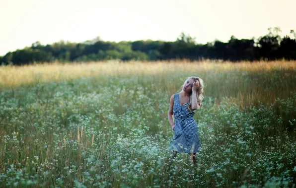 Field, summer, girl