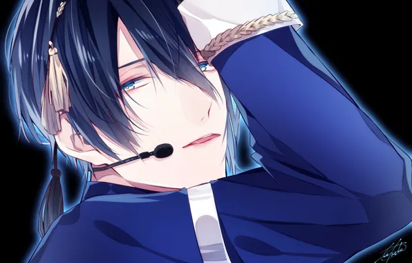 Look, microphone, guy, languid eyes, Touken Ranbu, Dance Of Swords