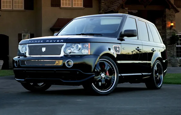 House, reflection, black, lights, Land Rover, range rover, wild