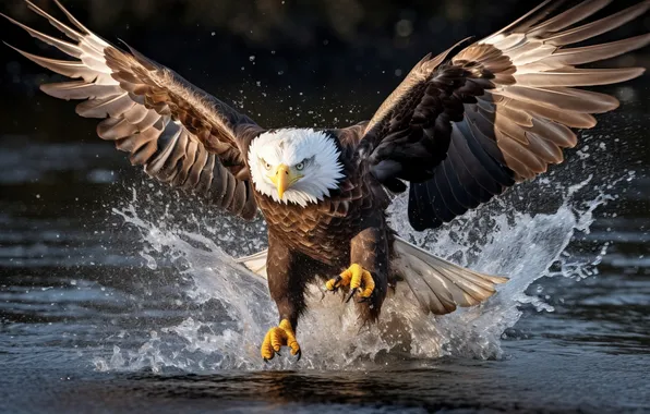 Picture river, eagle, hunting