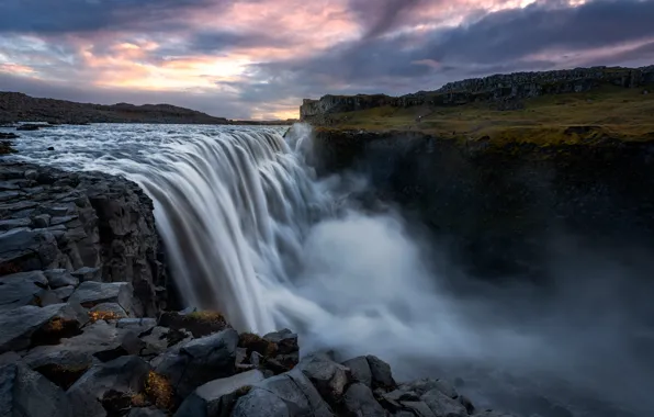 Rocks, waterfall, Iceland, the rapid flow