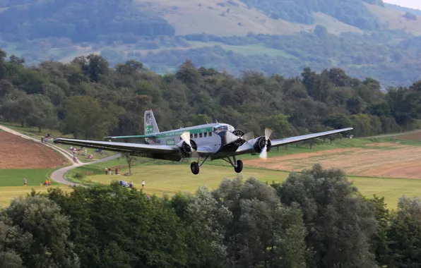 The plane, passenger, military transport, German, Junkers, engine, Ju-52