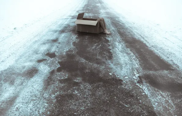 Picture road, box, feet