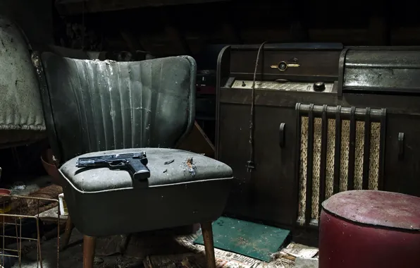 Picture gun, background, chair