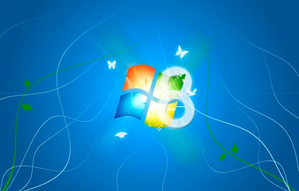 Picture logo, Microsoft, blue background, WIndows 8