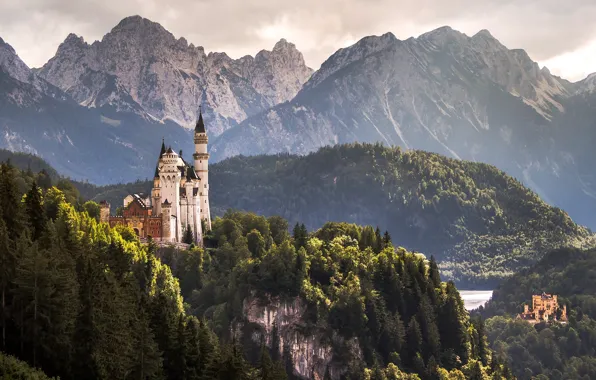 Picture mountains, castle, Germany, Bayern, Germany, locks, Bavaria, Alps