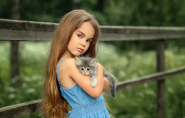 Picture look, baby, friendship, girl, kitty, friends, long hair