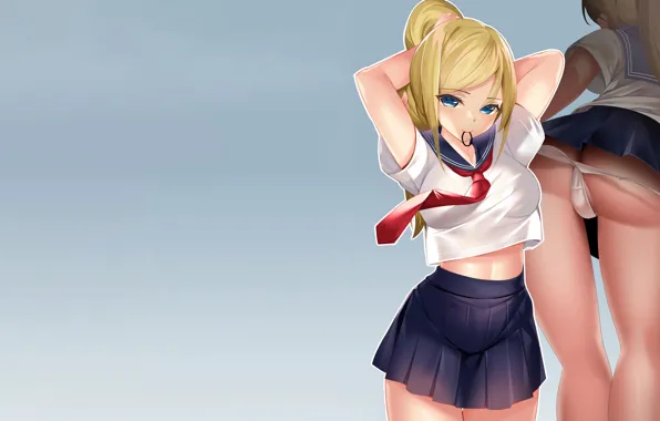 Girl, sexy, lingerie, ass, pantsu, school uniform, panties, long hair