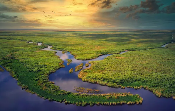 FL, horizon, space, United States, river, Florida, beautiful landscape, United States Of America