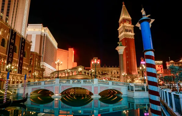 The sky, bridge, Las Vegas, channel, USA, casino Venezia