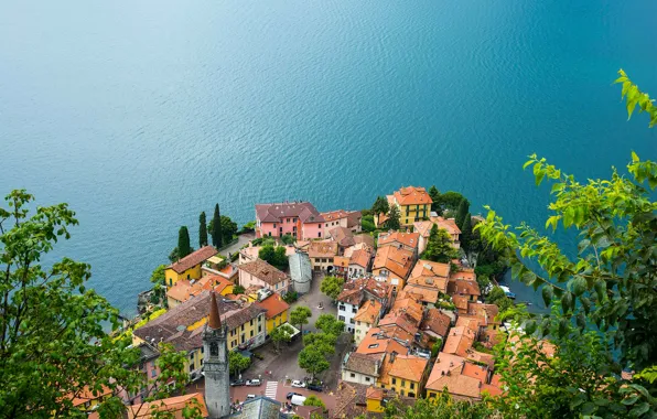 Lake, building, ruffle, roof, Italy, panorama, Italy, lake Como