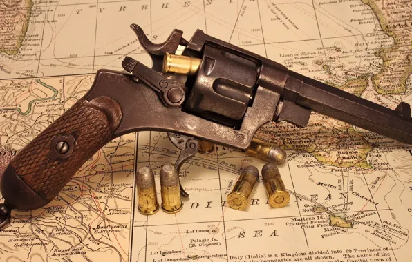 Map, Wild West, cartridges, revolver, Webley, old cowboy gun