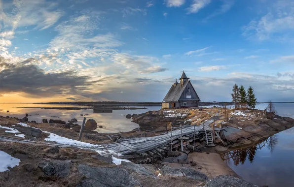Landscape, river, home, North