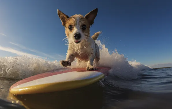 Dog, Wave, Creative, Surfing, Digital art, AI art, The Art of Artificial Intelligence, Neural network