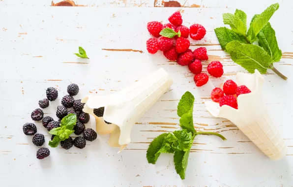Berries, raspberry, horn, BlackBerry, waffle
