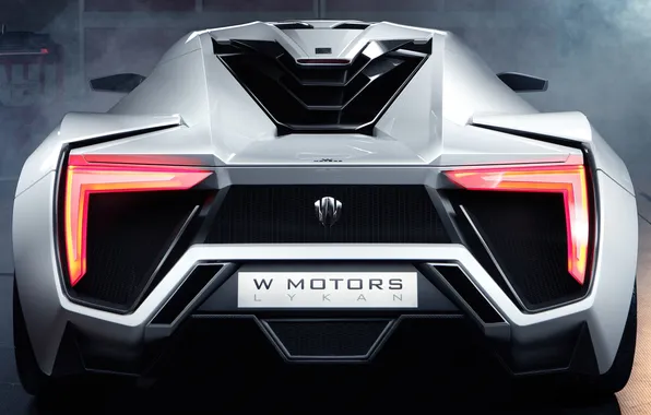 Picture white, supercar, rear view, Lykan, Hypersport
