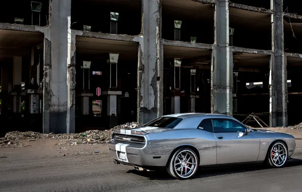 Picture Auto, Tuning, Dodge, Grey, The building, Dodge, SRT8, Challenger
