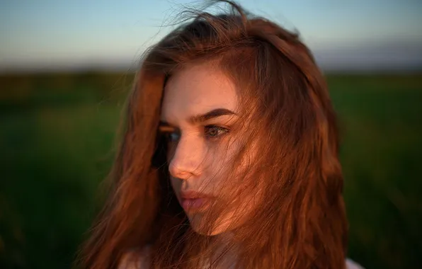 Sunset, the evening, red, Nastya, Evgeny Smolsky