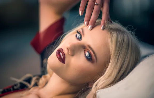 Picture eyes, look, face, model, makeup, lipstick, lips