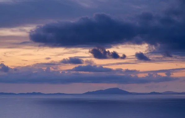 Picture sea, the sky, clouds, mountains, clouds