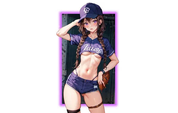 Kawaii, girl, hot, sexy, shorts, hat, boobs, stretch