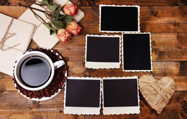 Flowers, coffee, roses, Cup