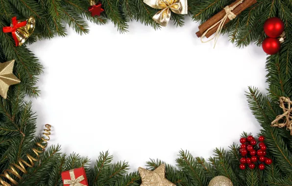 Picture branches, tree, cinnamon, bow, bells, Christmas decorations