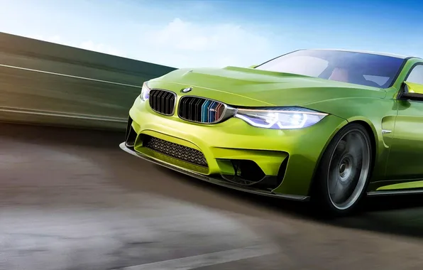 Road, green, speed, BMW, highway, BMW, BMW M4