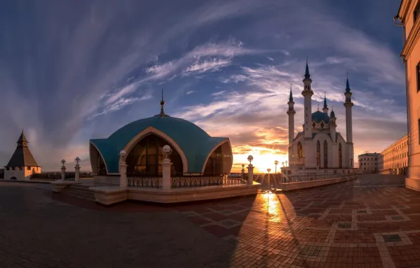 The sky, sunset, building, area, Kazan, Tatarstan