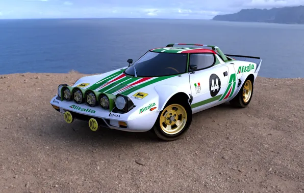 Green, white, Lancia, Stratos