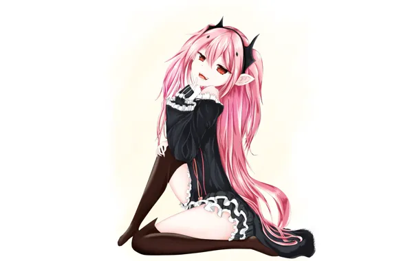 Girl, smile, fangs, vampire, Owari no Seraph, The last Seraphim, Krul