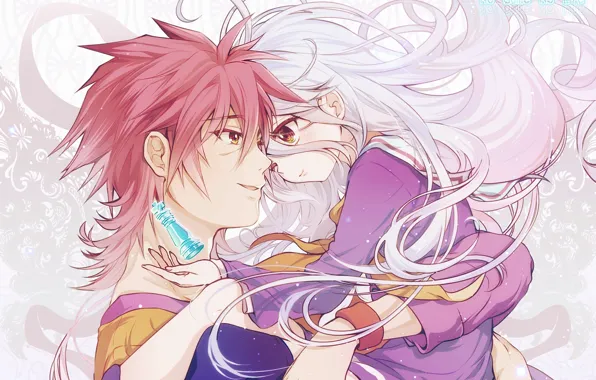 Anime, art, two, hug, No Game No Life, the chess