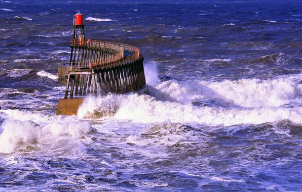 Sea, wave, storm, lighthouse
