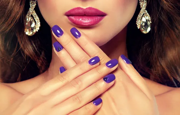 Girl, face, red, fashion, lips, face, manicure, hand