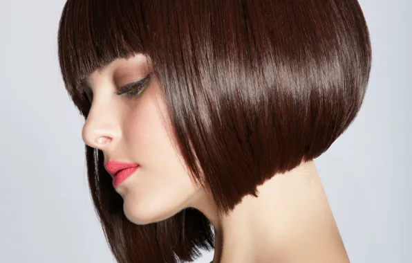 Picture girl, haircut, portrait, makeup, brunette