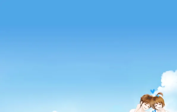 The sky, girl, happiness, romance, cloud, guy, two, smile